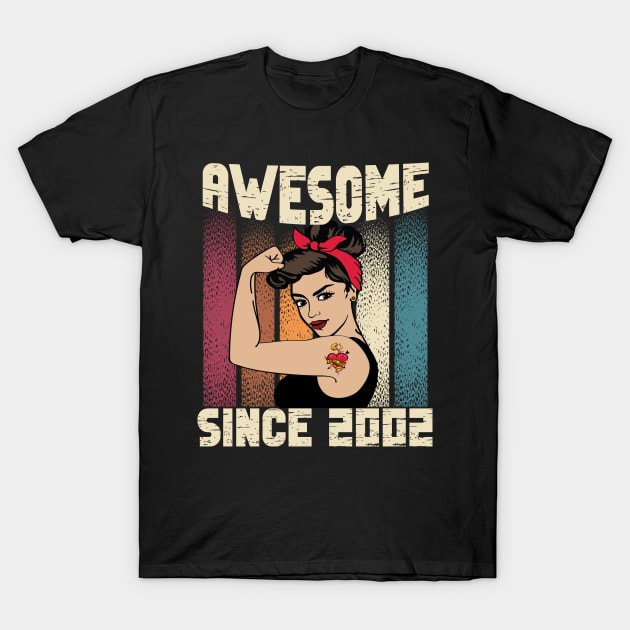 Awesome since 2002,20th Birthday Gift women 20 years old Birthday T-Shirt by JayD World